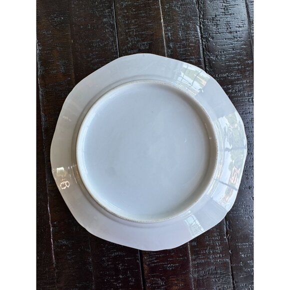 Vintage 8" Gilded Floral Plate – French-Style Pink & Yellow Blooms, Ornate Scrol - Picture 2 of 10